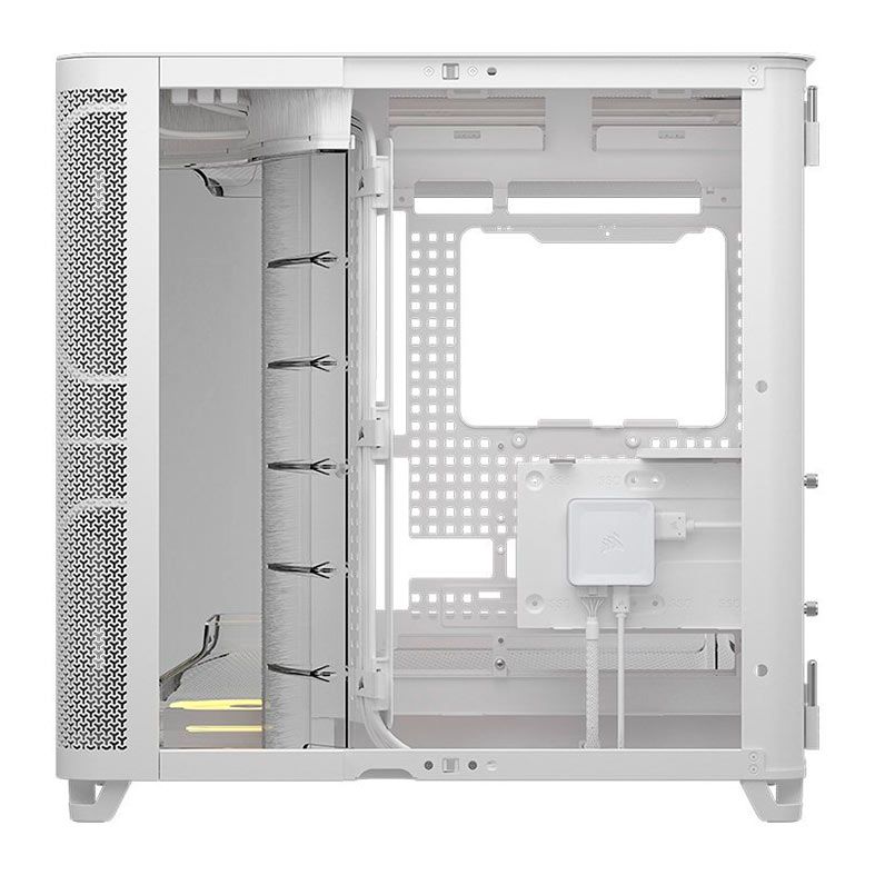 Gabinete Gamer Corsair AIR 5400 LX-R Icue Link, RGB, Mid-Tower, Lateral de Vidro, Com 3 Fans, Branco, CC-9011321-WW