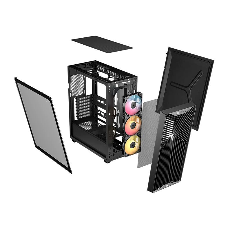 Gabinete Gamer Corsair 3200D RS, ARGB, Mid-Tower, Lateral de Vidro, Com 3 Fans, Preto, CC-9011344-WW
