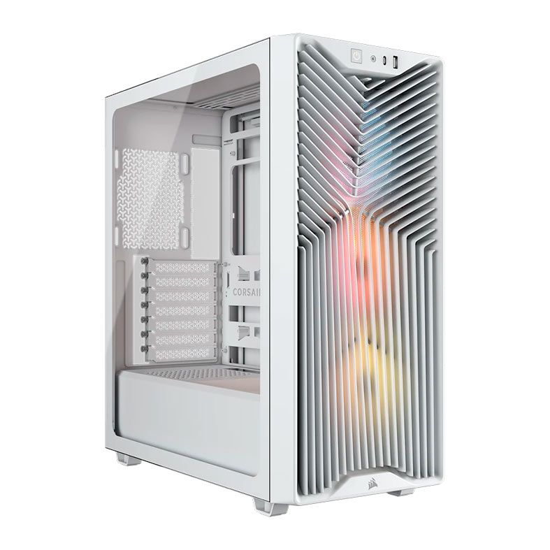 Gabinete Gamer Corsair 3200D RS, ARGB, Mid-Tower, Lateral de Vidro, Com 3 Fans, Branco, CC-9011345-WW