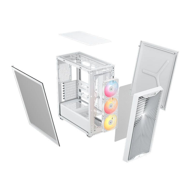 Gabinete Gamer Corsair 3200D RS, ARGB, Mid-Tower, Lateral de Vidro, Com 3 Fans, Branco, CC-9011345-WW