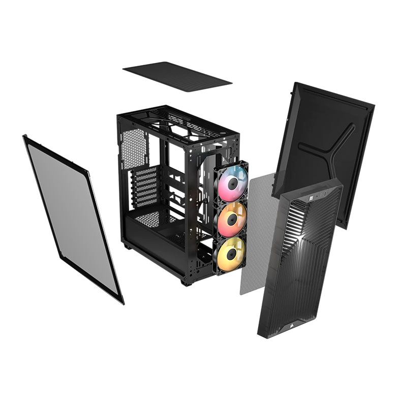 Gabinete Gamer Corsair 3200D RS, ARGB, Mid-Tower, Lateral de Vidro, Com 3 Fans, Fume, CC-9011346-WW