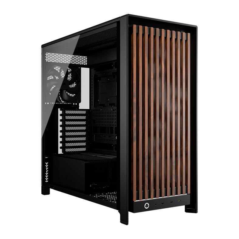 Gabinete Corsair Frame 5000D Wood RS, Mid Tower, Lateral de Vidro, Com 3 Fans, Preto, CC-9011353-WW