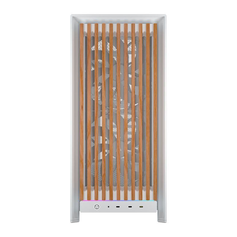 Gabinete Corsair Frame 5000D Wood RS, Mid Tower, Lateral de Vidro, Com 3 Fans, Branco, CC-9011354-WW