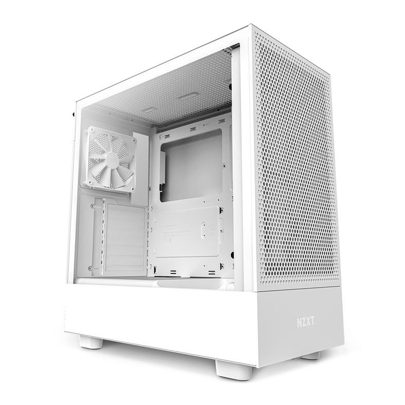 Gabinete Gamer NZXT H5 Flow, Mid-Tower, Lateral de Vidro, Com 2 Ventoinhas, Branco, CC-H51FW-01