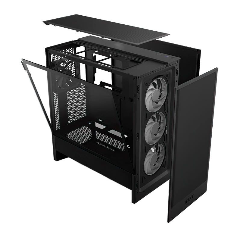 Gabinete Gamer NZXT H5 Flow, RGB, Mid-Tower, Lateral de Vidro, Com 4 Fans, Preto, CC-H52FB-R1
