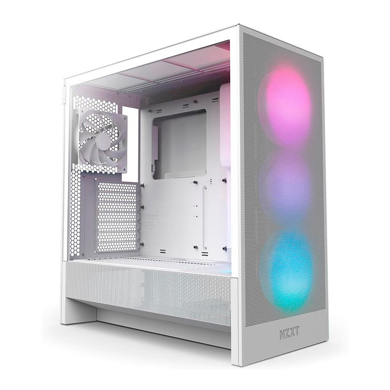 Gabinete Gamer NZXT H5 Flow RGB, Mid-Tower, Lateral de Vidro, Com 4 Fans, Branco, CC-H52FW-R1
