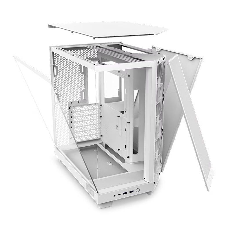 Gabinete Gamer NZXT H6 Flow, RGB, Mid-Tower, Lateral De Vidro, Com 3 Fans, Branco, CC-H61FW-01