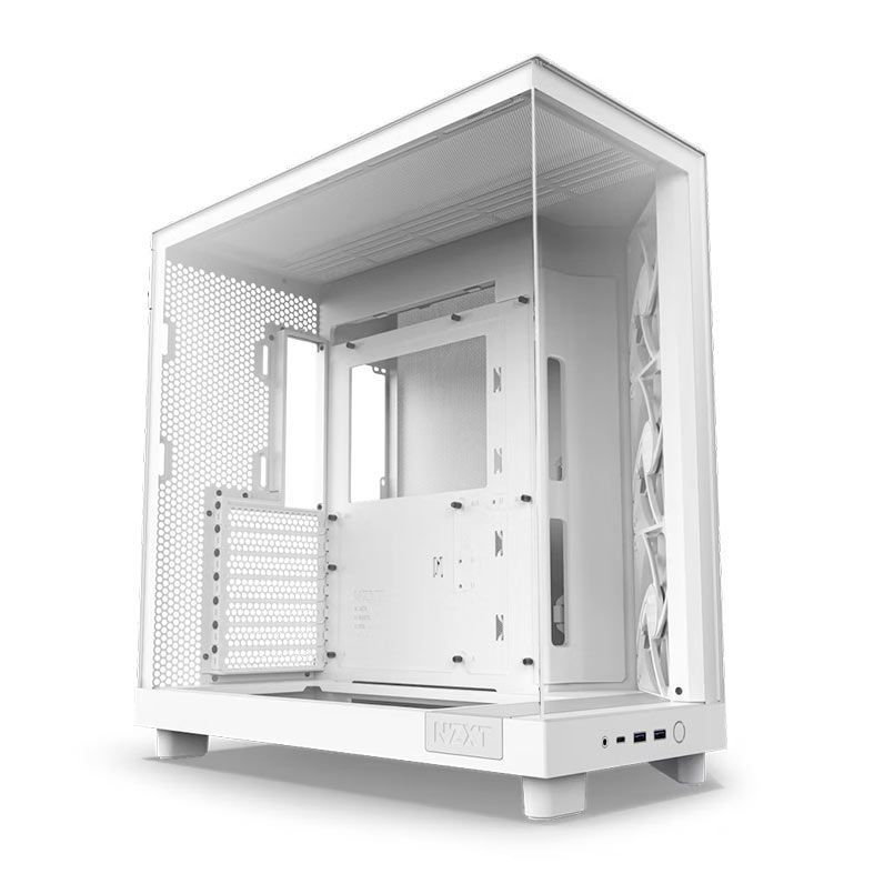 Gabinete Gamer NZXT H6 Flow, RGB, Mid-Tower, Lateral De Vidro, Com 3 Fans, Branco, CC-H61FW-01