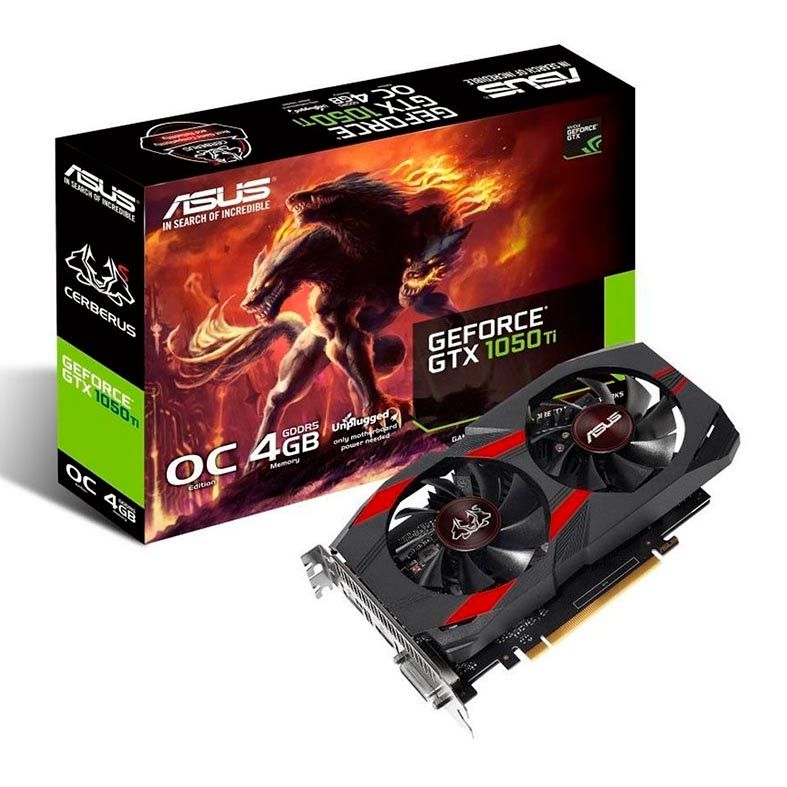Placa de Video Asus GeForce GTX 1050Ti OC 4G, CERBERUS-GTX1050TI