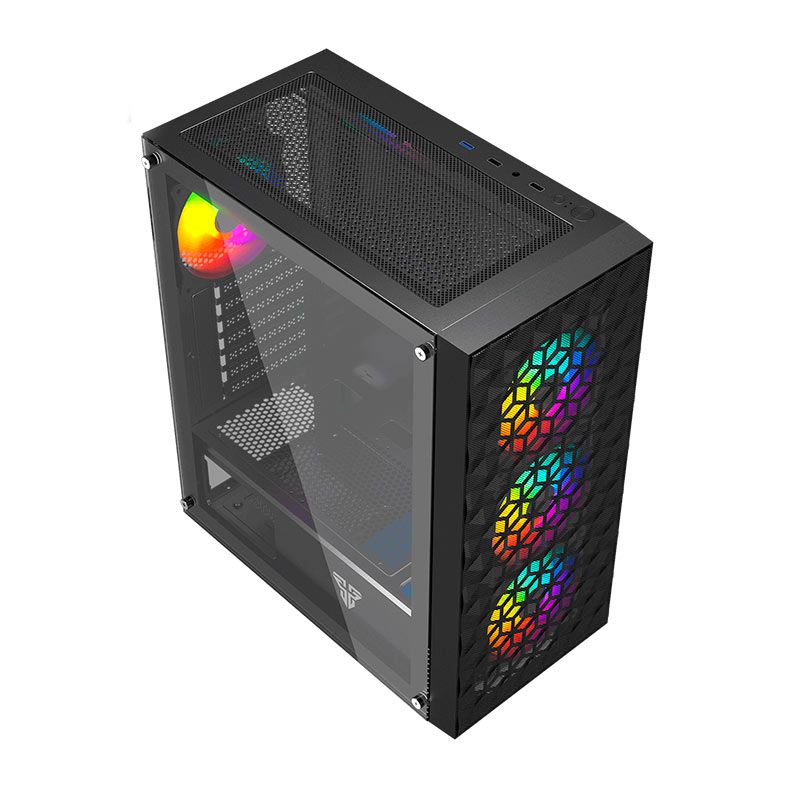 Gabinete Gamer Fantech Aero 2 CG83, Mid-Tower, Lateral de Vidro, Com 4 Fans, Preto, CG83-BK