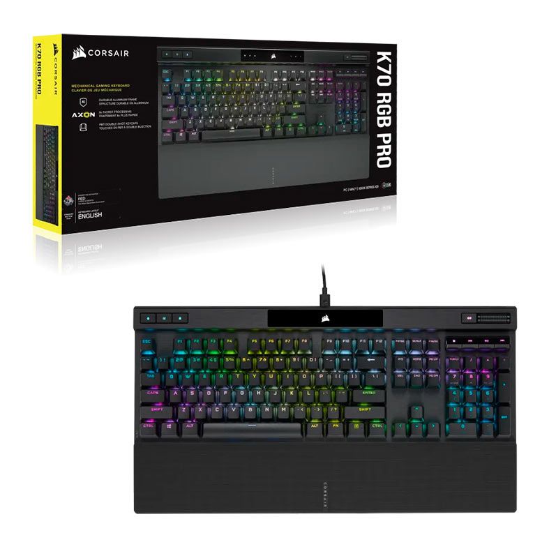 Teclado Mecanico Corsair K70 RGB PRO, Switch Cherry MX Red, Preto, CH-9109410-NA