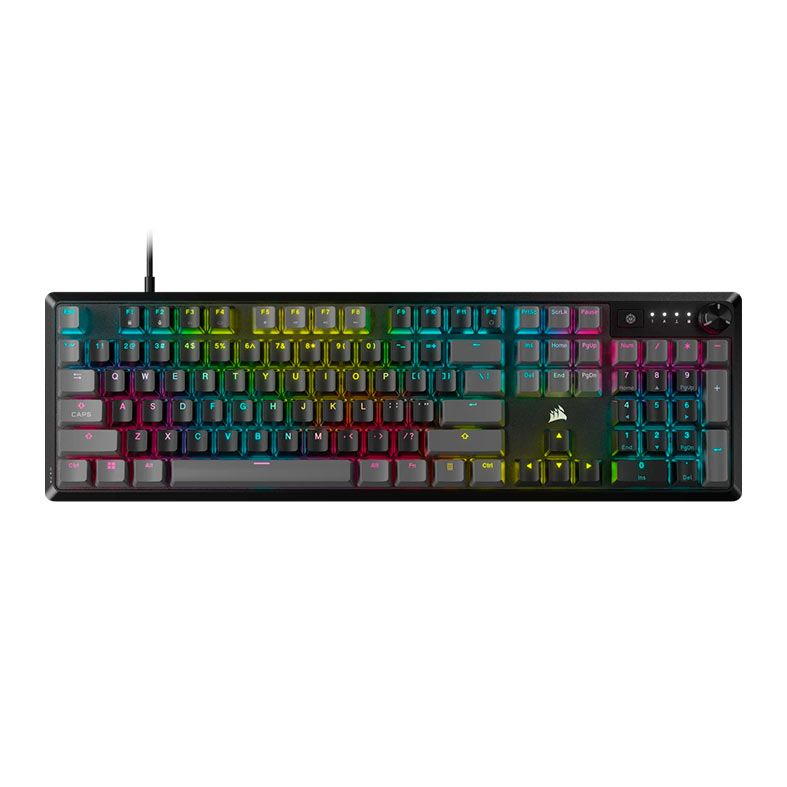 Teclado Mecanico Gamer Corsair K70 Core, RGB, Switch MLX Vermelho, Cinza Carbono, CH-9109B1E-NA