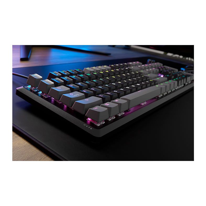 Teclado Mecanico Gamer Corsair K70 Core, RGB, Switch MLX Vermelho, Cinza Carbono, CH-9109B1E-NA