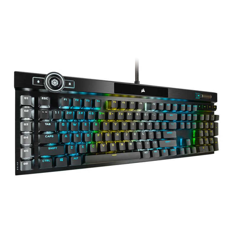 Teclado Optico-Mecanico Gamer Corsair K100 RGB, US, Switch OPX, Preto, CH-912A01A-NA
