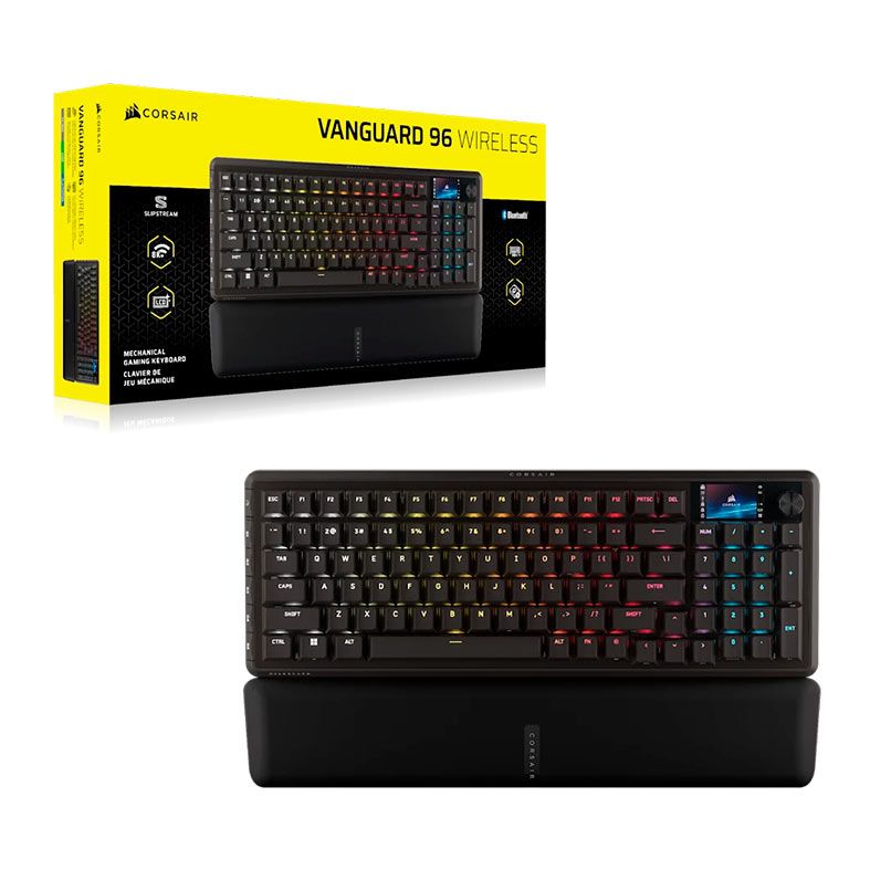 Teclado Mecanico Corsair Vanguard 96, RGB, Switch Mlx Plasma, Tri-Mode, Preto, CH-91F901E-NA