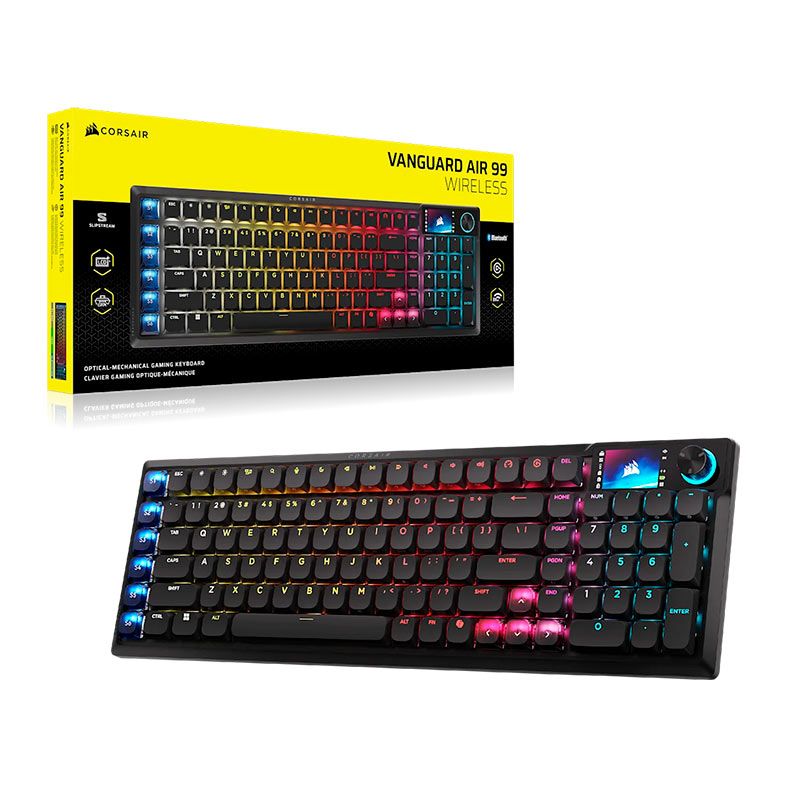 Teclado Mecanico Corsair Vanguard Air 99, RGB, Switch Opx, Tri-Mode, Preto, CH-91HA01B-NA