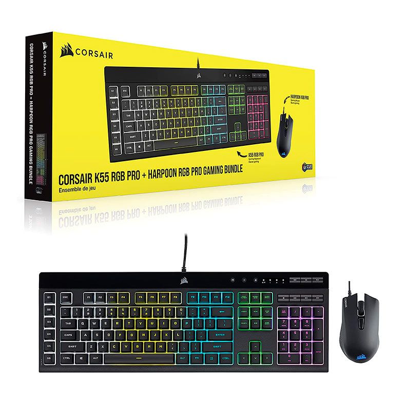 Kit teclado e Mouse Corsair K55 Pro + Harpoon Pro, RGB, ABNT2, 12000 DPI, CH-9226865-BR