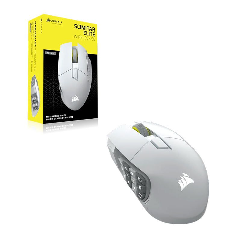 Mouse Gamer Corsair Scimitar Elite, RGB, 33000DPI, 16 Botoes, Wireless, Branco, CH-9314011-WW