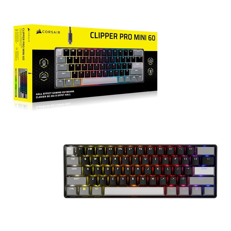 Teclado Magnetico Corsair Clipper Pro Mini 60, 60%, RGB, Switch MGX Hyperdrive, Preto, CH-979101J-NA