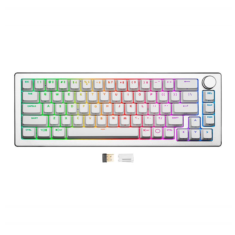 Teclado Gamer Cooler Master CK721, Wireless, RGB, 65%, Switch Vermelho, Branco, CK-721-SKTR1-US