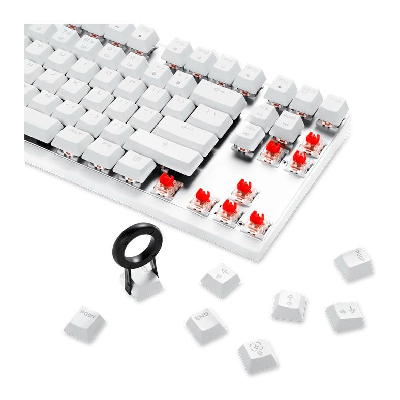 Teclado Mecanico Motospeed CK82, RGB, Switch Vermelho, Branco, CK82-WH-RED