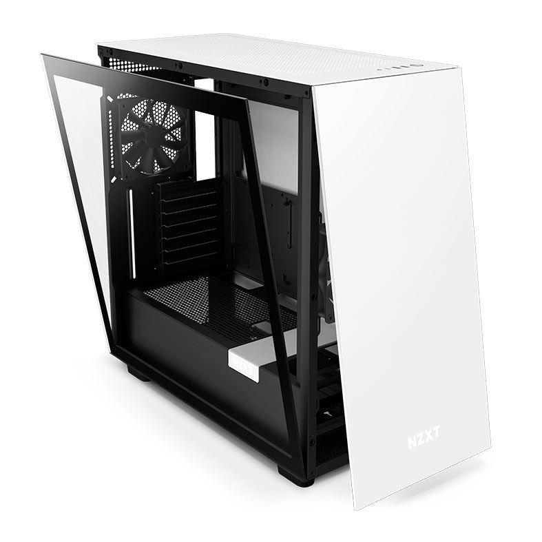 Gabinete Gamer NZXT H7, Mid-Tower, Lateral de Vidro, Com 2 Ventoinhas, Branco e Preto, CM-H71BG-01