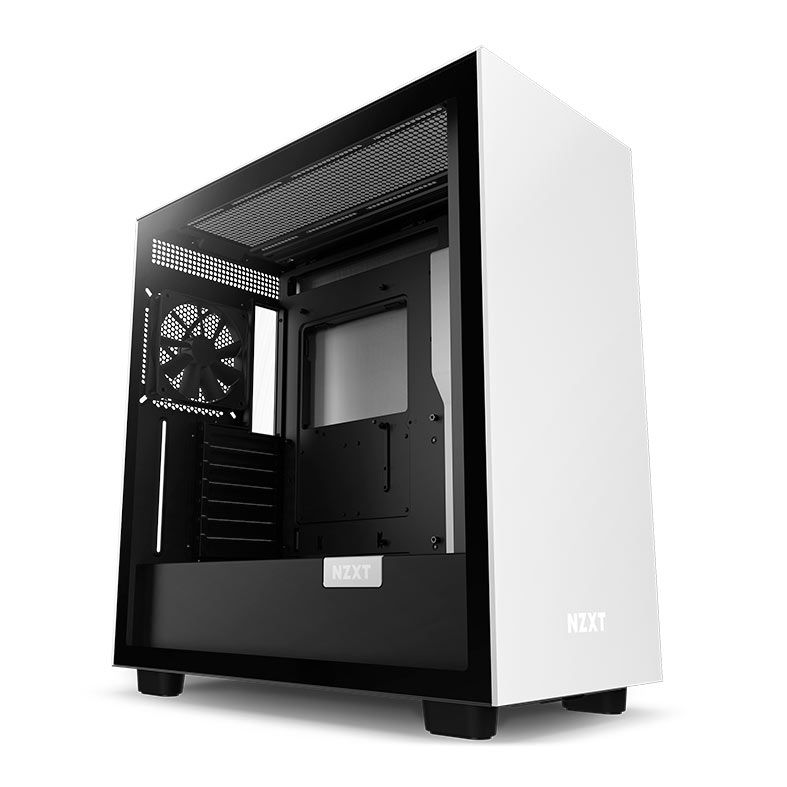 Gabinete Gamer NZXT H7, Mid-Tower, Lateral de Vidro, Com 2 Ventoinhas, Branco e Preto, CM-H71BG-01