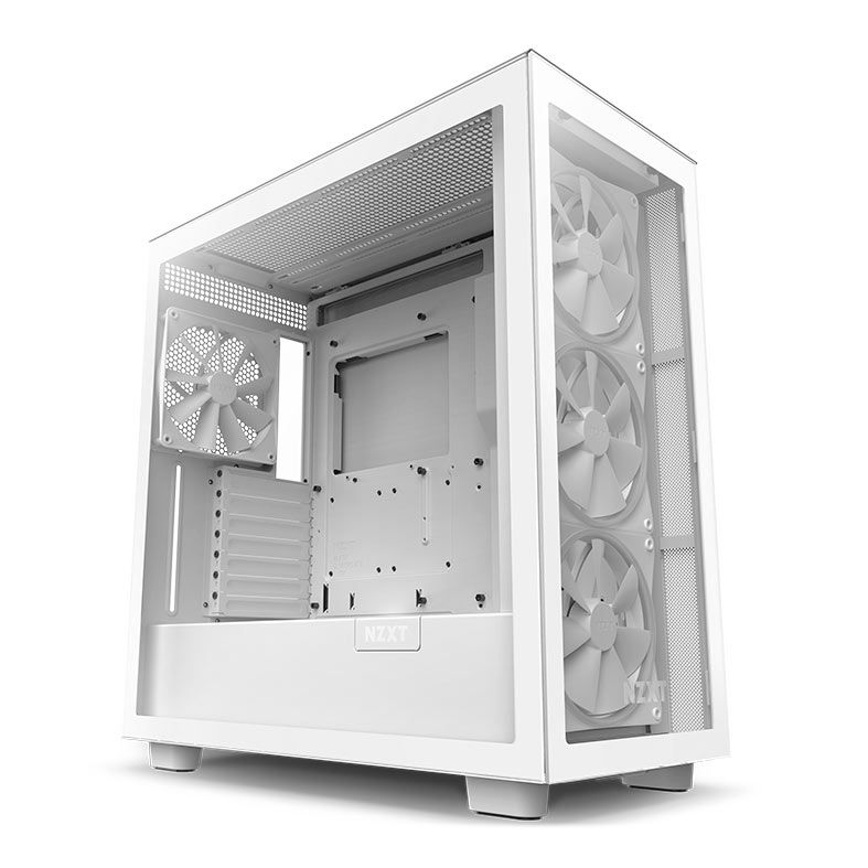 Gabinete Gamer NZXT H7 Elite, RGB, Mid-Tower, Lateral de Vidro, Com 4 Ventoinhas, Branco, CM-H71EW-01