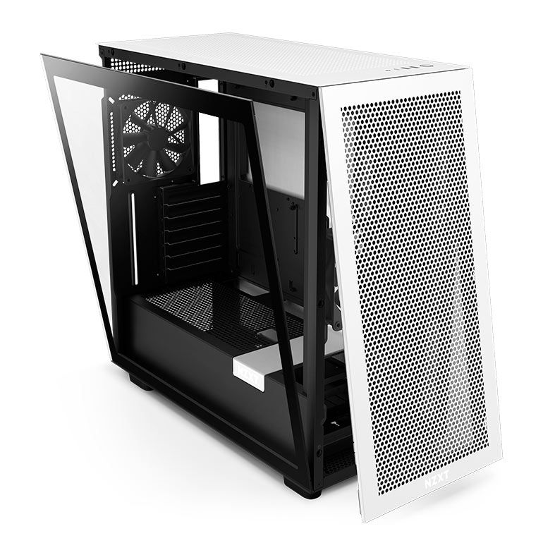 Gabinete Gamer NZXT H7 Flow, Mid-Tower, Lateral de Vidro, Com 2 Ventoinhas, Branco e Preto, CM-H71FG-01