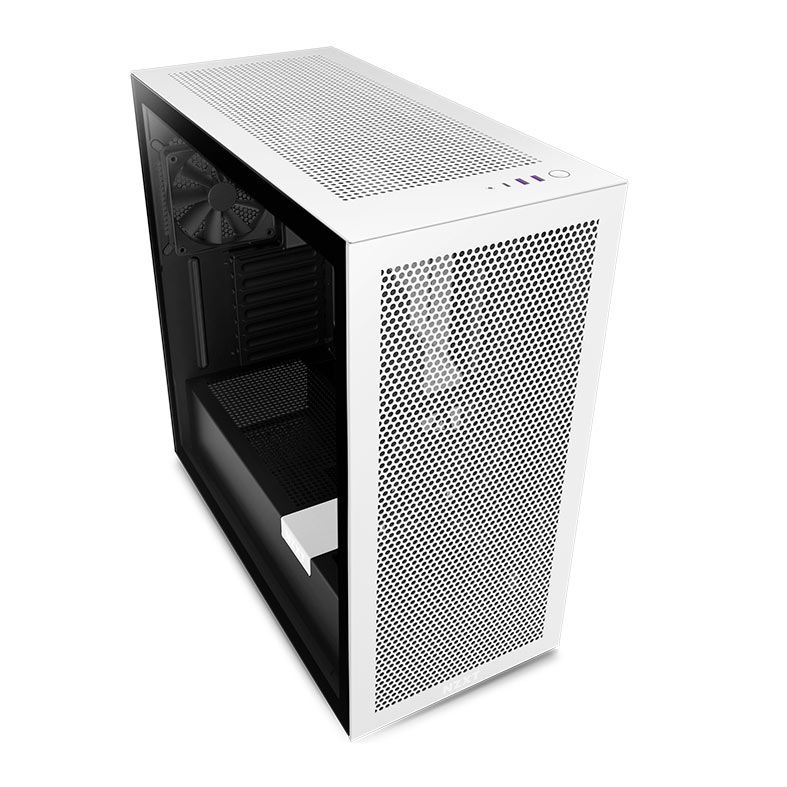 Gabinete Gamer NZXT H7 Flow, Mid-Tower, Lateral de Vidro, Com 2 Ventoinhas, Branco e Preto, CM-H71FG-01