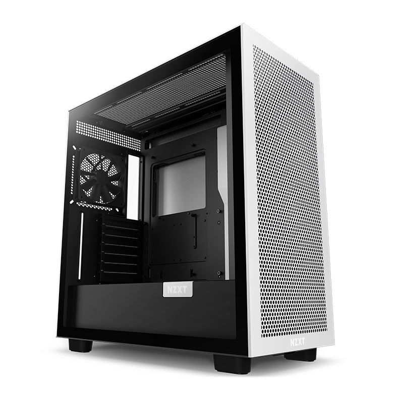 Gabinete Gamer NZXT H7 Flow, Mid-Tower, Lateral de Vidro, Com 2 Ventoinhas, Branco e Preto, CM-H71FG-01