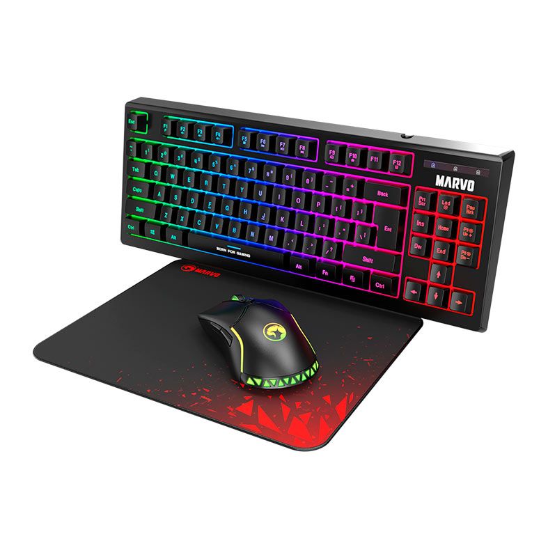 Combo Gamer Marvo Loot 30 3x1, Led, Teclado Membrana, Mouse 7200DPI, Mousepad Medio, CM310-EN