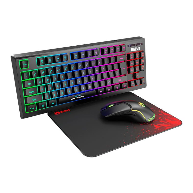 Combo Gamer Marvo Loot 30 3x1, Led, Teclado Membrana, Mouse 7200DPI, Mousepad Medio, CM310-EN
