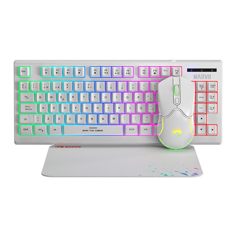 Combo Gamer Marvo Loot 30 3x1, Led, Teclado Membrana, Mouse 7200DPI, Mousepad Medio, CM310-WH-EN