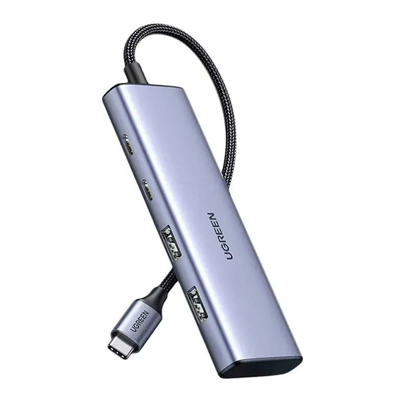 Hub Ugreen CM473, USB-C 3.0, 2 Portas USB-C/USB-A, 5Gbps, 15cm, Preto, CM473
