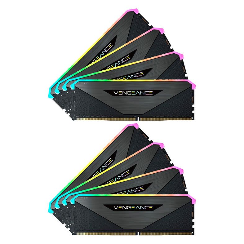 Memoria Corsair Vengeance RGB RT, 256GB (8x32GB), DDR4, 3600MHz, C18, Preta, CMN256GX4M8Z3600C18
