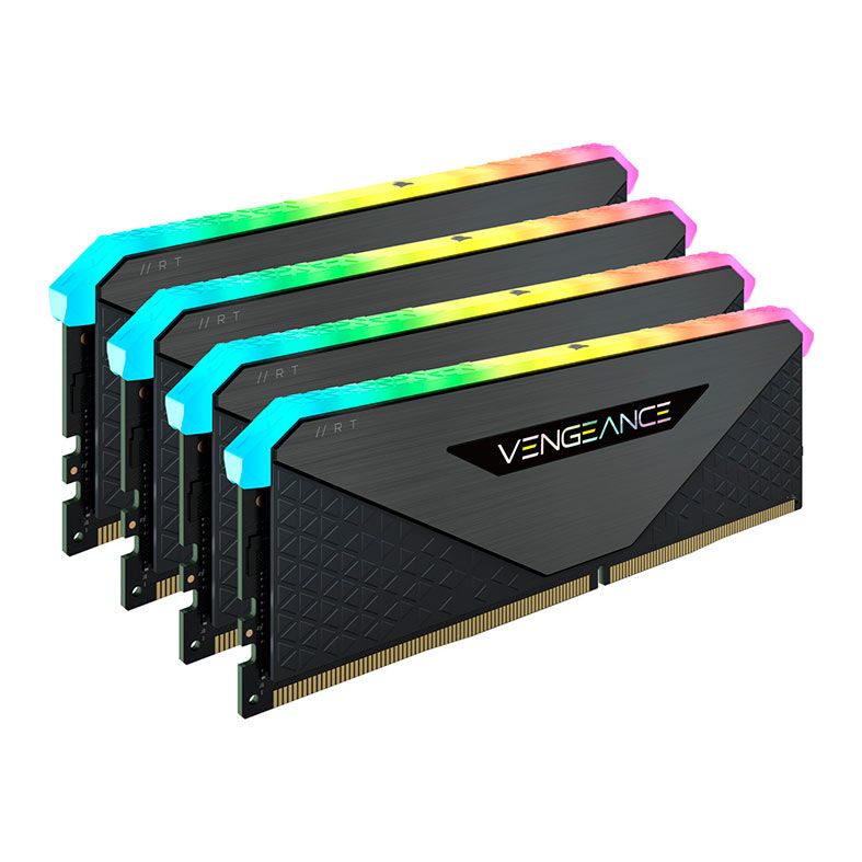 Memoria Corsair Vengeance RGB RT, 64GB (4x16GB), DDR4, 3200MHz, C16, Preta, CMN64GX4M4Z3200C16