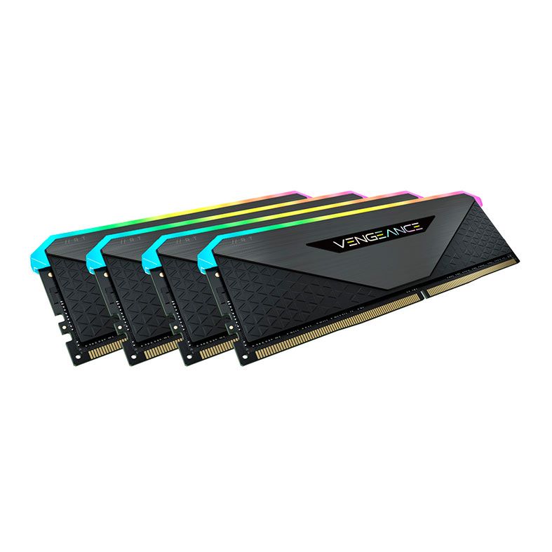 Memoria Corsair Vengeance RGB RT, 64GB (4x16GB), DDR4, 3200MHz, C16, Preta, CMN64GX4M4Z3200C16