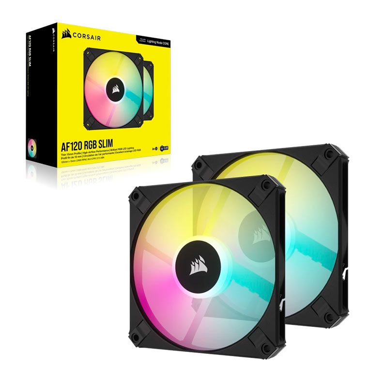 Kit Ventoinhas Corsair Icue AF120 Slim PWM, RGB, 2x120mm, Preto, CO-9050163-WW