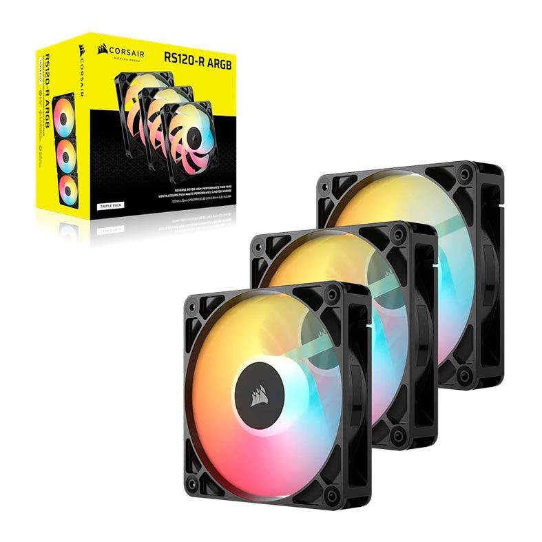 Kit Ventoinhas Corsair RS120-R, ARGB, 3x120mm, Preto, CO-9050196-WW
