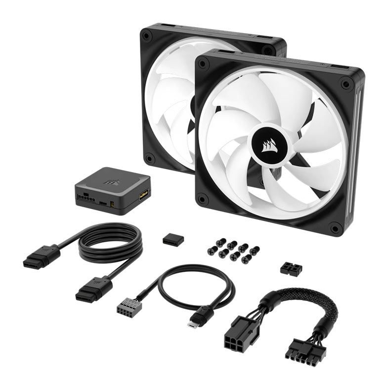 Kit Ventoinhas Corsair Icue Link QX140 PWM, RGB, 2x140mm, Preto, CO-9051004-WW