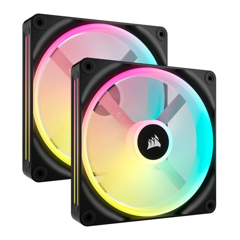 Kit Ventoinhas Corsair Icue Link QX140 PWM, RGB, 2x140mm, Preto, CO-9051004-WW