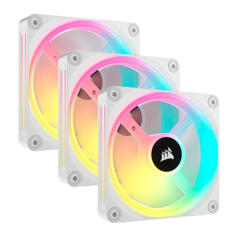 Kit Ventoinhas Corsair Icue Link QX120 PWM, RGB, 3x120mm, Branco, CO-9051006-WW