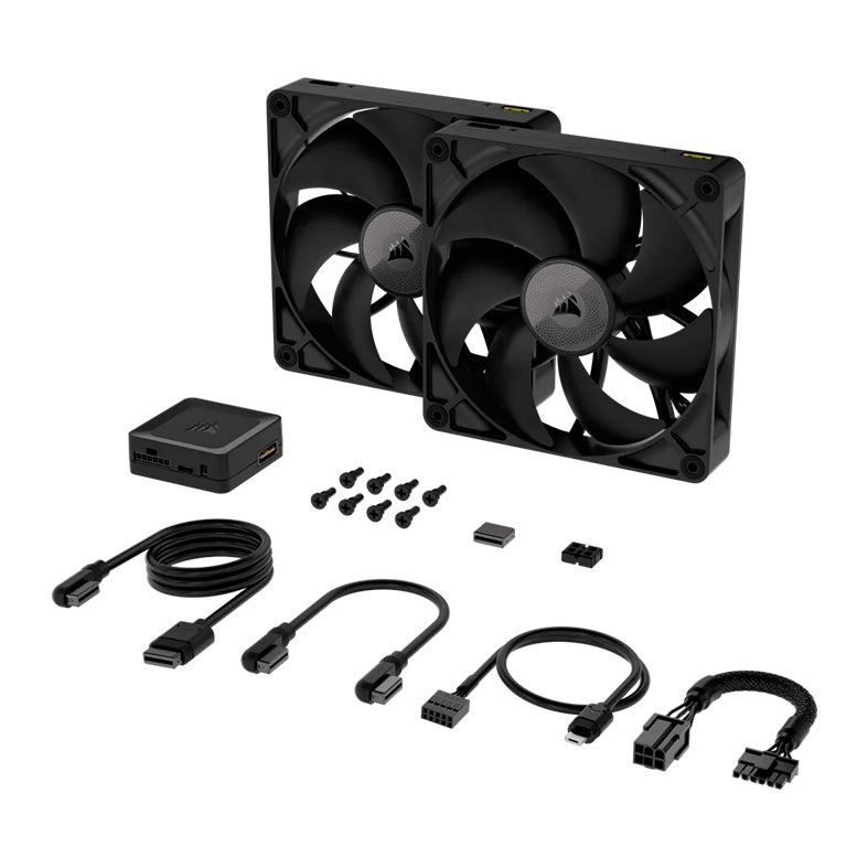 Kit Ventoinhas Corsair Icue Link RX140 PWM, 2x140mm, Preto, CO-9051012-WW