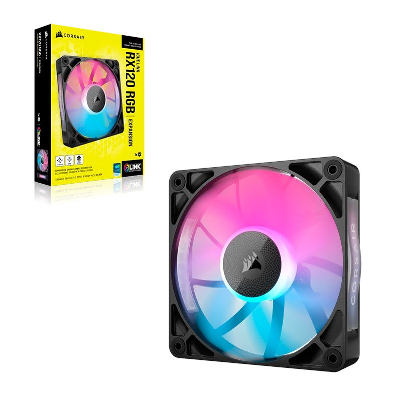 Ventoinha Corsair Icue Link RX120 PWM, RGB, 120mm, Preto, CO-9051017-WW