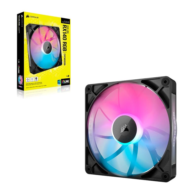Ventoinha Corsair Icue Link RX140 PWM, RGB, 140mm, Preto, CO-9051019-WW
