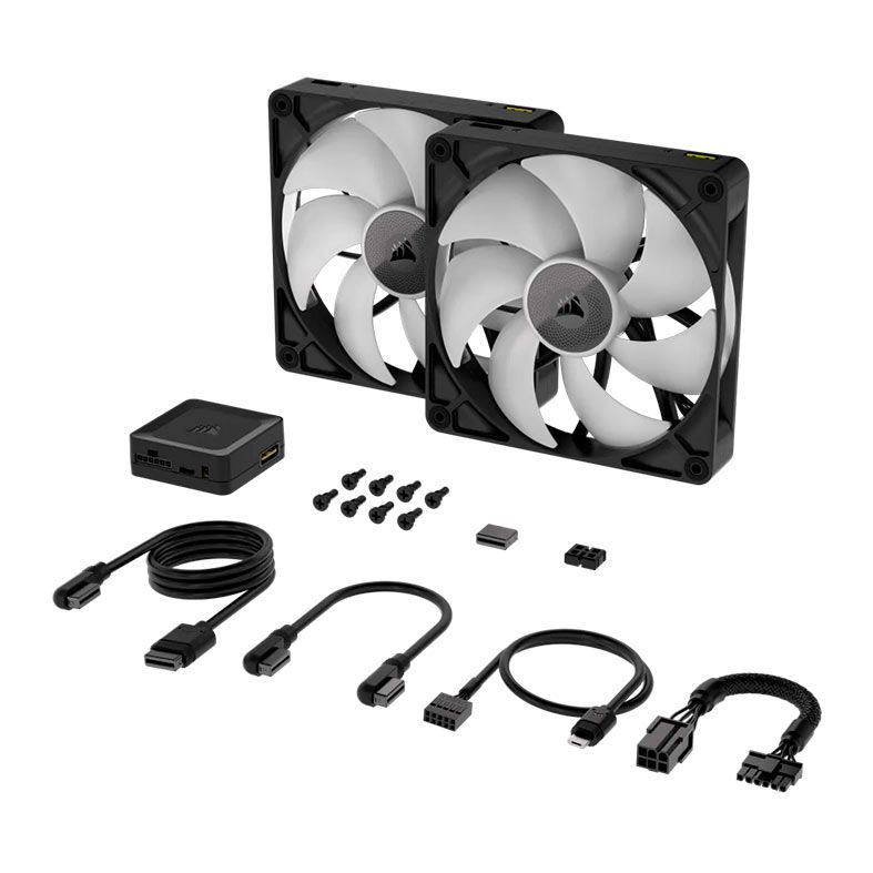 Kit Ventoinhas Corsair Icue Link RX140 PWM, RGB, 2x140mm, Preto, CO-9051020-WW