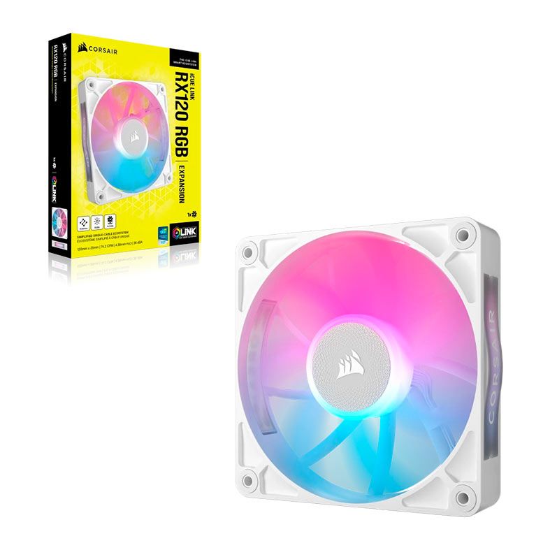 Ventoinha Corsair Icue Link RX120 PWM, RGB, 120mm, Branco, CO-9051021-WW