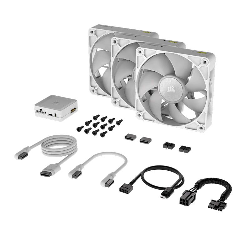 Kit Ventoinhas Corsair Icue Link RX120 PWM, RGB, 3x120mm, Branco, CO-9051022-WW