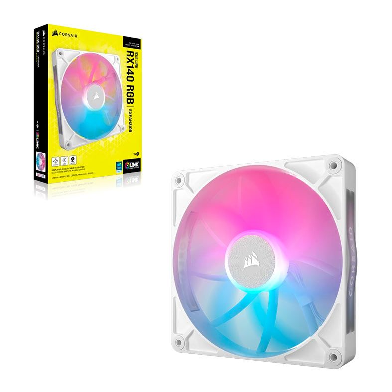 Ventoinha Corsair Icue Link RX140 PWM, RGB, 140mm, Branco, CO-9051023-WW